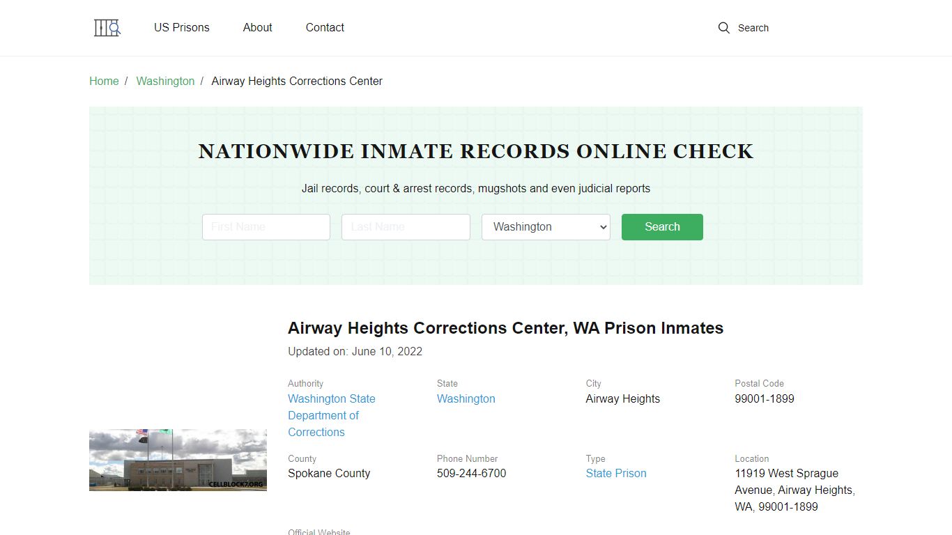 Airway Heights Corrections Center, WA Prison Information